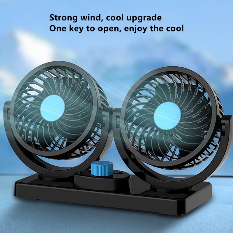 Picture of Car electric fan 12v 24V car double head mini fan outlet D-105